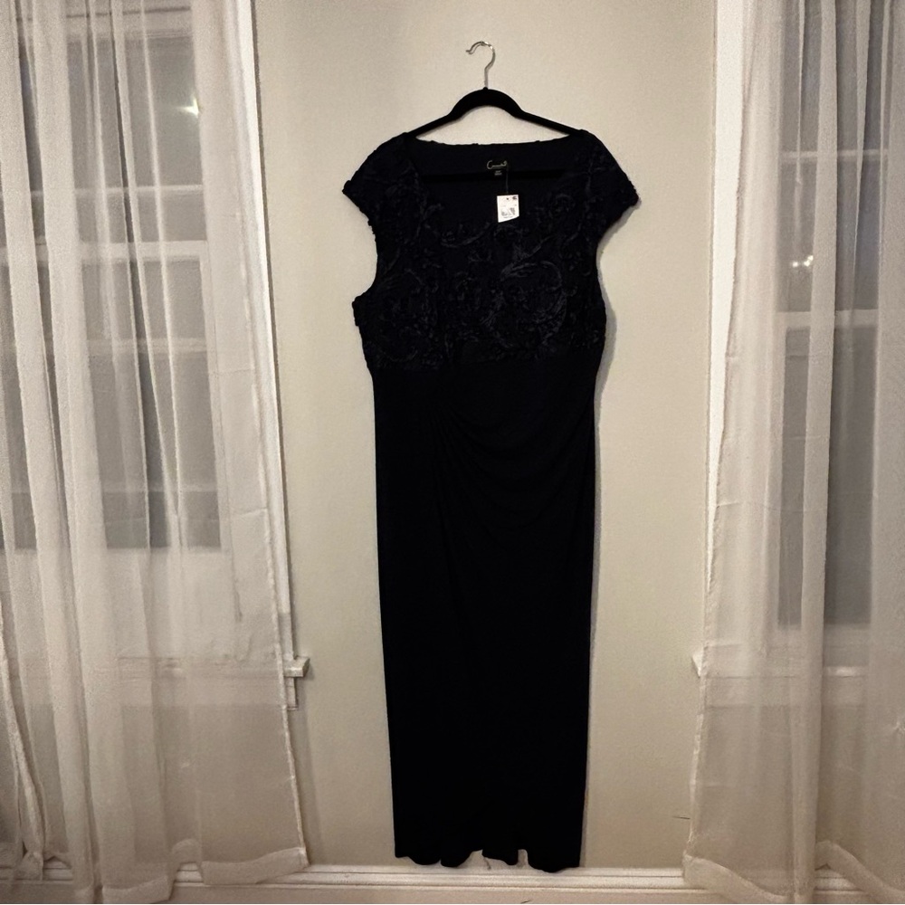Connected Apparel Navy Maxi Dress with Lace Detail